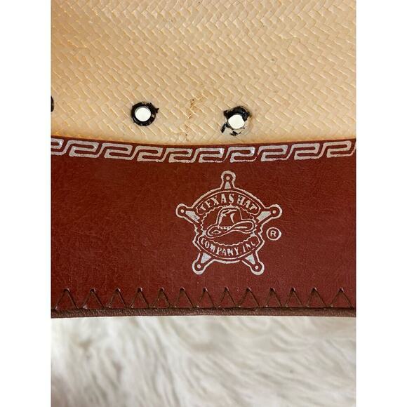 Shangtung Size 6 7/8 Cream Handwoven Straw Texas Cowboy Hat - Picture 6 of 8